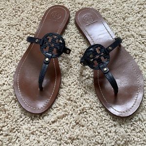 Tory Burch barely worn! Black and tan sandals.